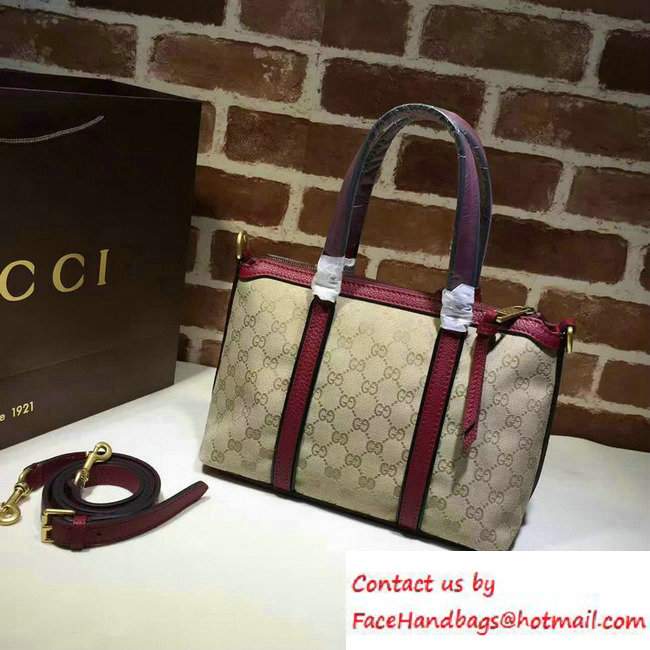 Gucci Rania Original GG Canvas Top Handle Small Bag 353114 Beige/Date Red