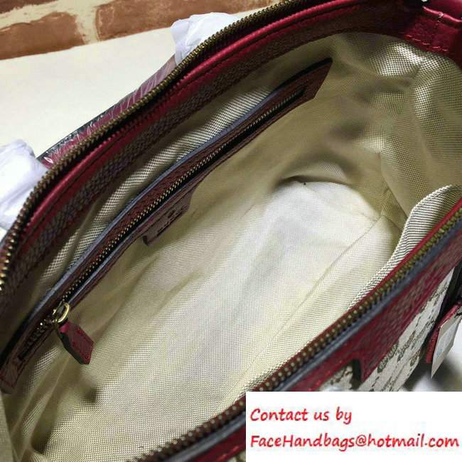 Gucci Rania Original GG Canvas Top Handle Small Bag 353114 Beige/Date Red - Click Image to Close