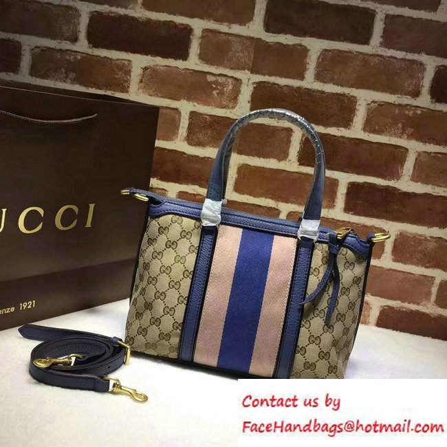 Gucci Rania Original GG Canvas Top Handle Small Bag 353114 Blue