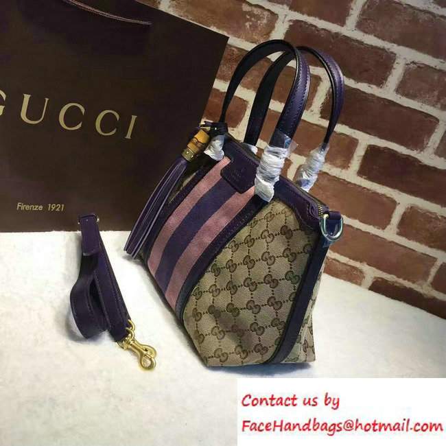 Gucci Rania Original GG Canvas Top Handle Small Bag 353114 Purple - Click Image to Close