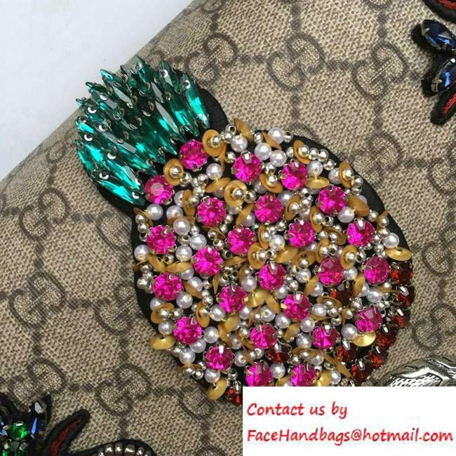 Gucci Sequins Butterfly And Ananas Embroidered Dionysus GG Supreme Medium Bag 400235 2016 - Click Image to Close