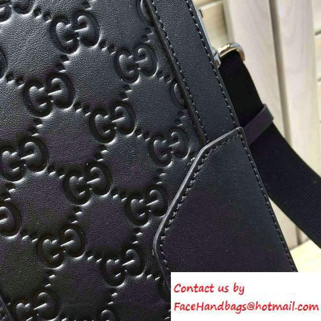 Gucci Signature Leather Briefcase Bag 406384 Black 2016 - Click Image to Close