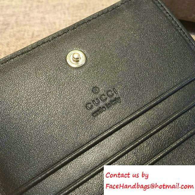 Gucci Signature Leather Card Case Wallet 410120 Black 2016 - Click Image to Close
