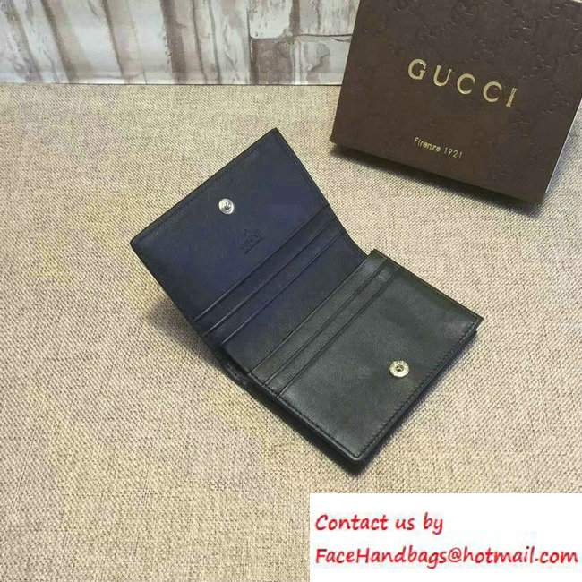 Gucci Signature Leather Card Case Wallet 410120 Black 2016 - Click Image to Close