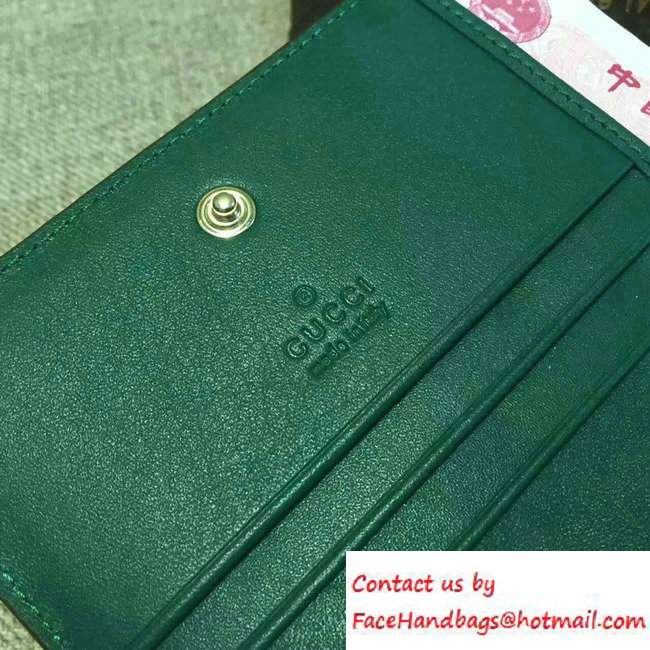 Gucci Signature Leather Card Case Wallet 410120 Green 2016