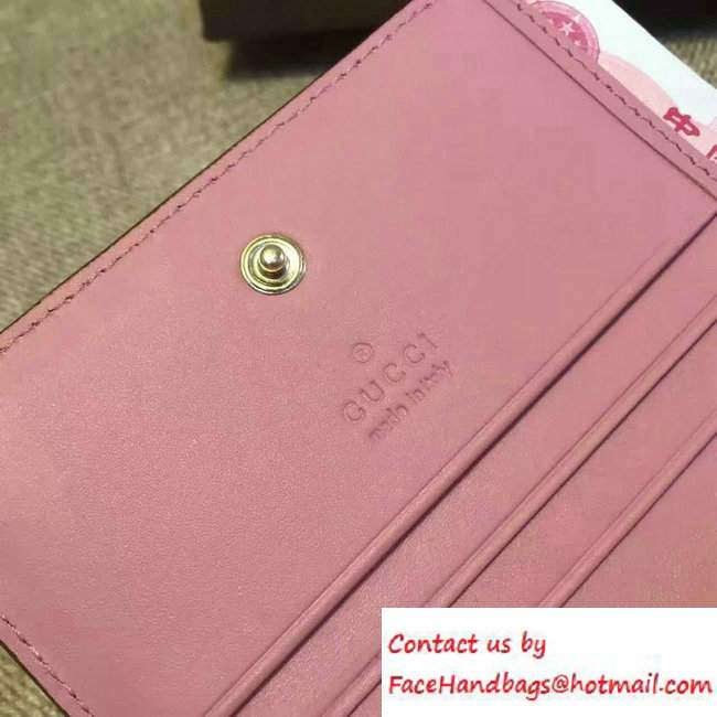 Gucci Signature Leather Card Case Wallet 410120 Pink 2016