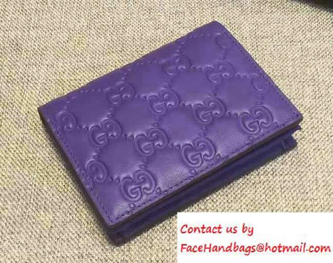 Gucci Signature Leather Card Case Wallet 410120 Purple 2016 - Click Image to Close