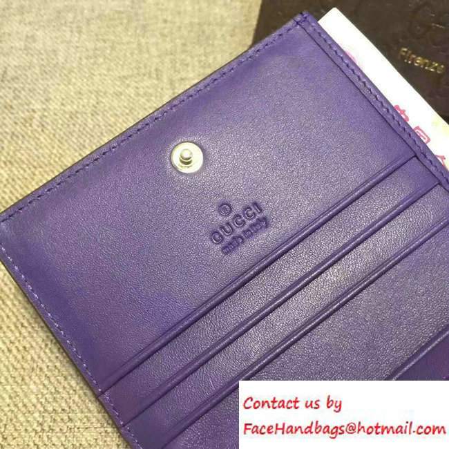 Gucci Signature Leather Card Case Wallet 410120 Purple 2016