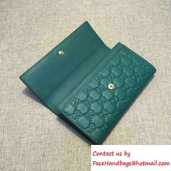 Gucci Signature Leather Contiental Flap Wallet 410100 Green 2016