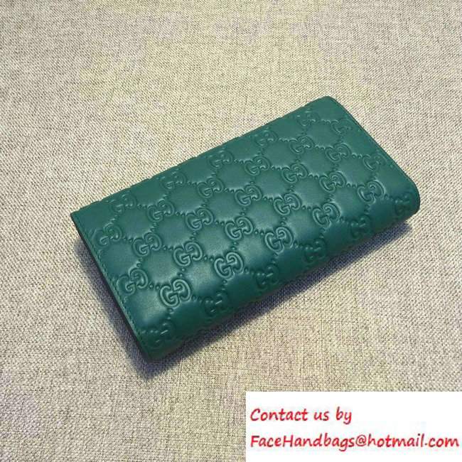 Gucci Signature Leather Contiental Flap Wallet 410100 Green 2016 - Click Image to Close