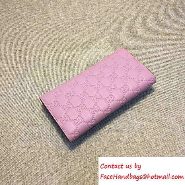 Gucci Signature Leather Contiental Flap Wallet 410100 Pink 2016