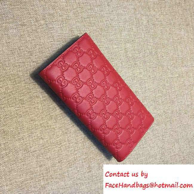 Gucci Signature Leather Contiental Flap Wallet 410100 Red 2016 - Click Image to Close