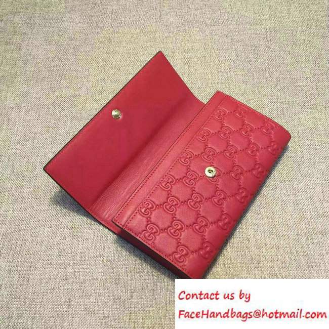 Gucci Signature Leather Contiental Flap Wallet 410100 Red 2016
