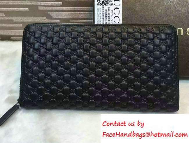 Gucci Signature Leather Contiental Wallet 233194 Black 01 2016 - Click Image to Close
