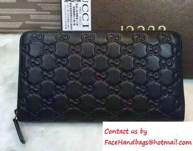 Gucci Signature Leather Contiental Wallet 233194 Black 2016 - Click Image to Close