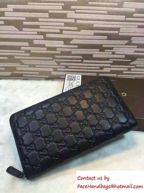 Gucci Signature Leather Contiental Wallet 233194 Black 2016