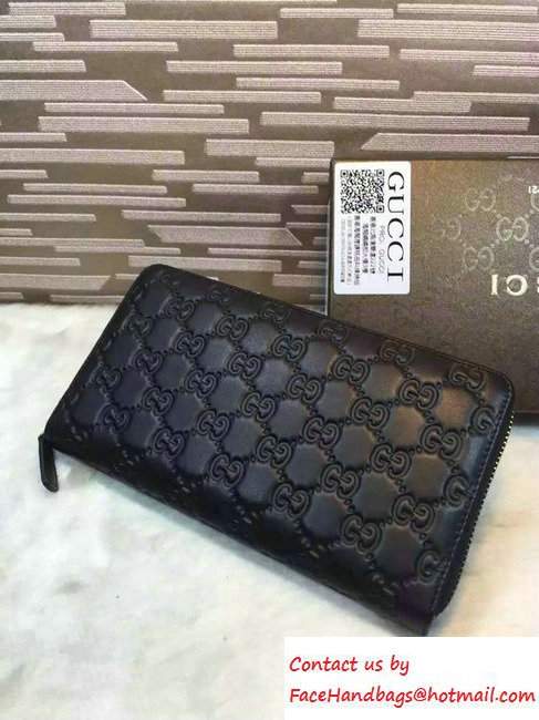 Gucci Signature Leather Contiental Wallet 233194 Black 2016 - Click Image to Close