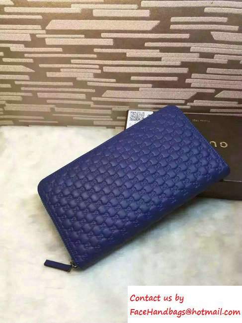 Gucci Signature Leather Contiental Wallet 233194 Blue 01 2016