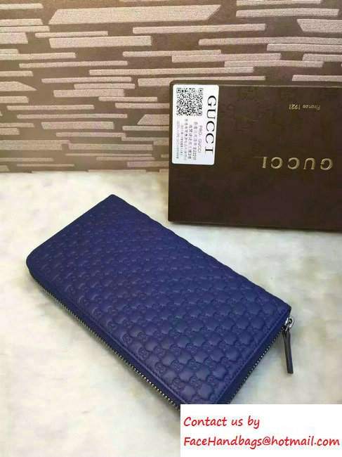 Gucci Signature Leather Contiental Wallet 233194 Blue 01 2016 - Click Image to Close