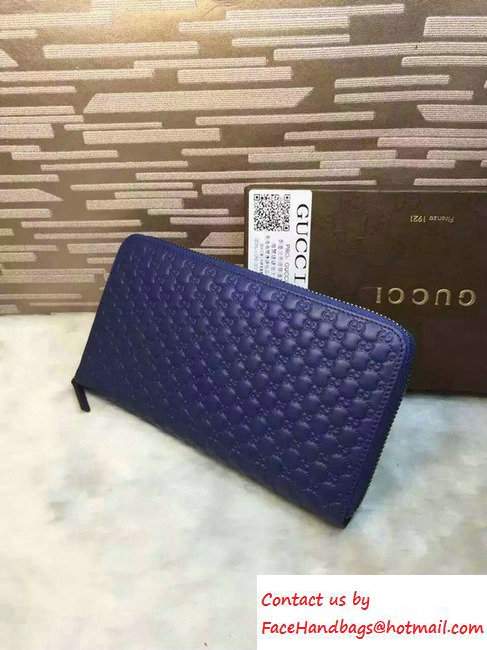 Gucci Signature Leather Contiental Wallet 233194 Blue 01 2016 - Click Image to Close