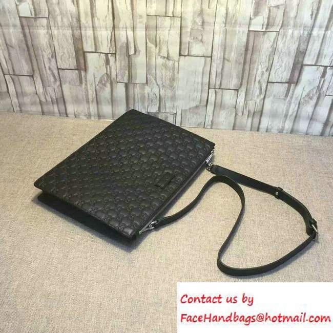 Gucci Signature Leather Messenger Bag 429004 Black 2016
