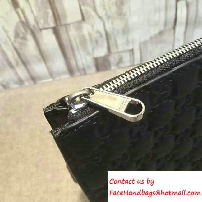 Gucci Signature Leather Messenger Bag 429004 Black 2016