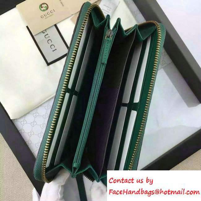 Gucci Signature Leather Zip Around Wallet 410102 Green 2016