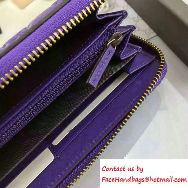 Gucci Signature Leather Zip Around Wallet 410102 Purple 2016 - Click Image to Close