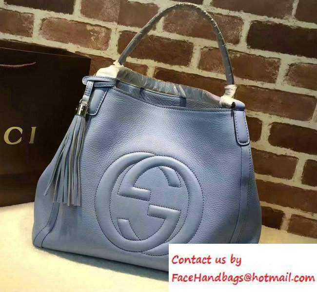 Gucci Soho Leather Shoulder Medium Bag 282309 Light Blue - Click Image to Close