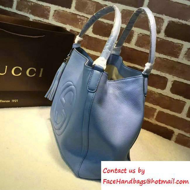 Gucci Soho Leather Shoulder Medium Bag 282309 Light Blue - Click Image to Close