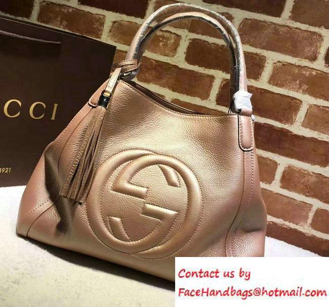 Gucci Soho Leather Shoulder Medium Bag 282309 Pink Gold - Click Image to Close