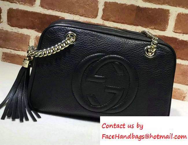 Gucci Soho Leather Shoulder Small Bag With Double Chain Straps 308983 Black - Click Image to Close