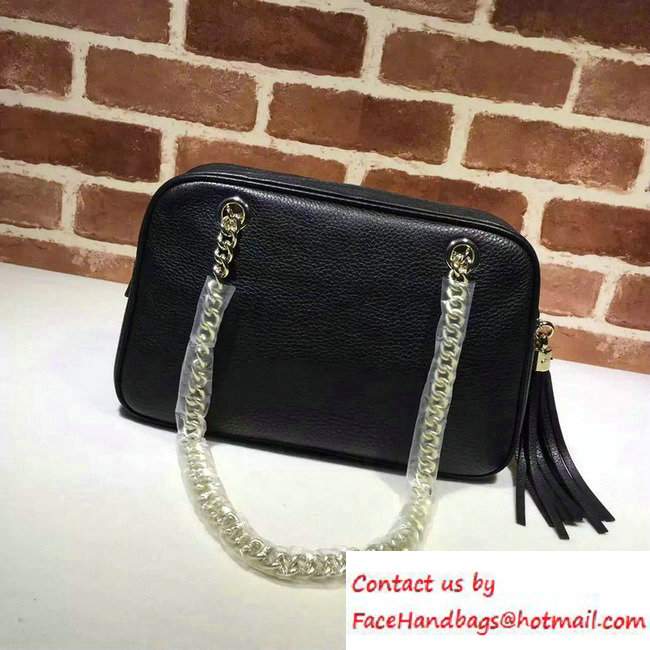 Gucci Soho Leather Shoulder Small Bag With Double Chain Straps 308983 Black