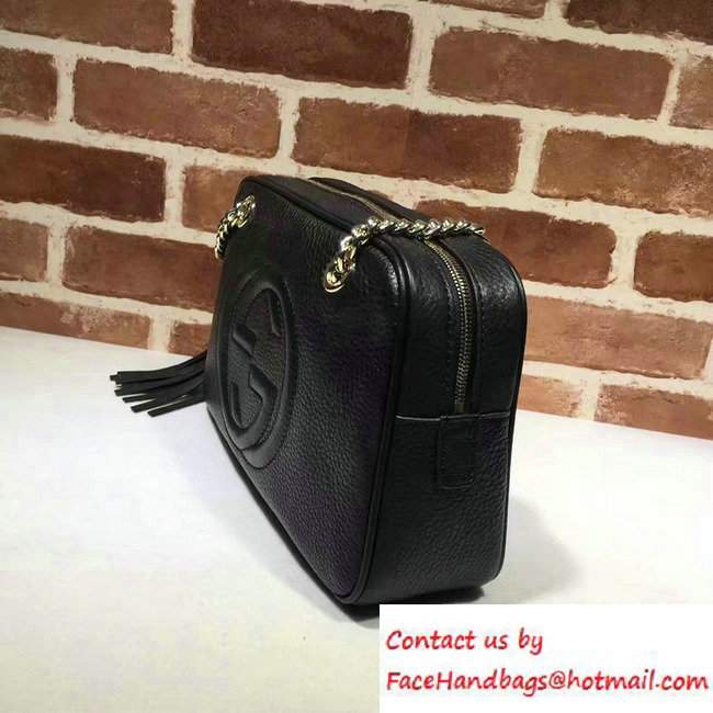 Gucci Soho Leather Shoulder Small Bag With Double Chain Straps 308983 Black - Click Image to Close