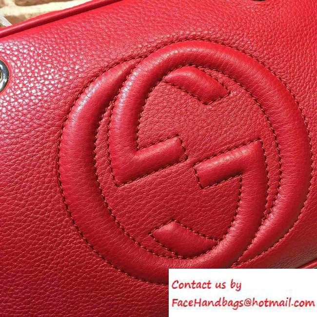 Gucci Soho Leather Shoulder Small Bag With Double Chain Straps 308983 Red