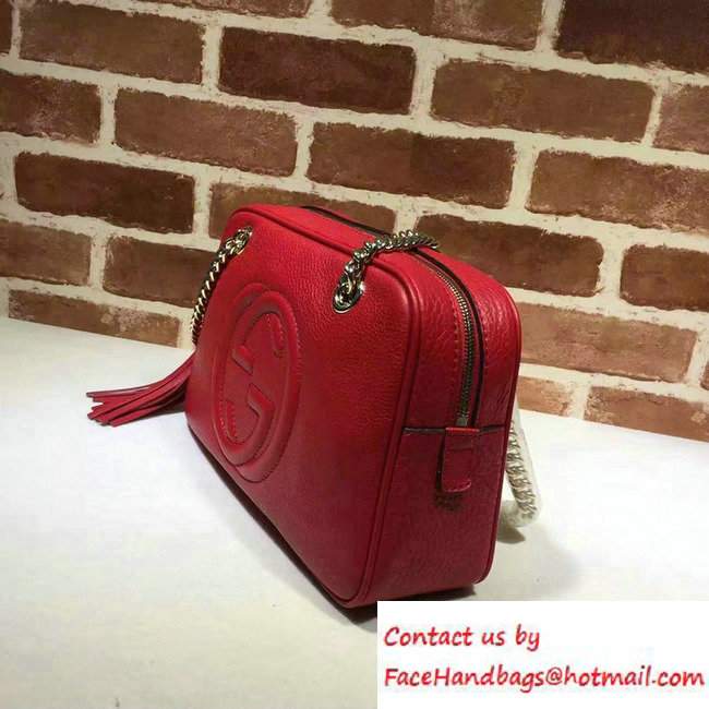 Gucci Soho Leather Shoulder Small Bag With Double Chain Straps 308983 Red