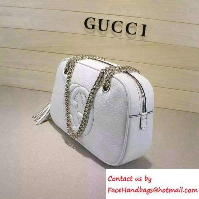 Gucci Soho Leather Shoulder Small Bag With Double Chain Straps 308983 White