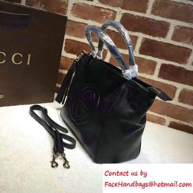 Gucci Soho Leather Top Handle Small Bag 369176 Black - Click Image to Close