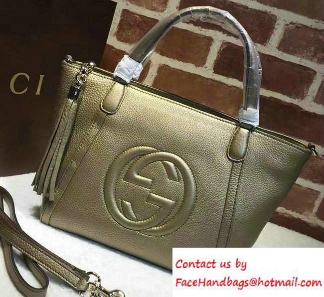 Gucci Soho Leather Top Handle Small Bag 369176 Gold - Click Image to Close