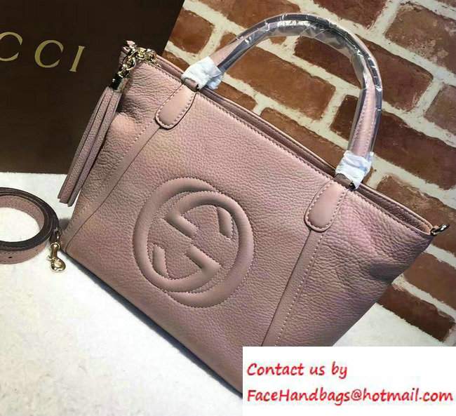 Gucci Soho Leather Top Handle Small Bag 369176 Nude Pink