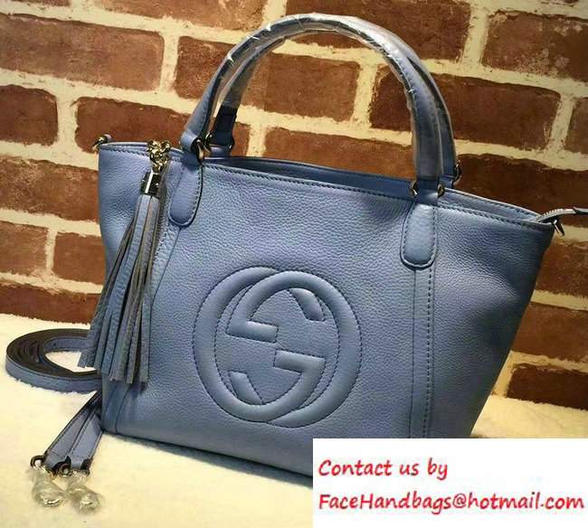 Gucci Soho Leather Top Handle Small Bag 369176 Sky Blue - Click Image to Close