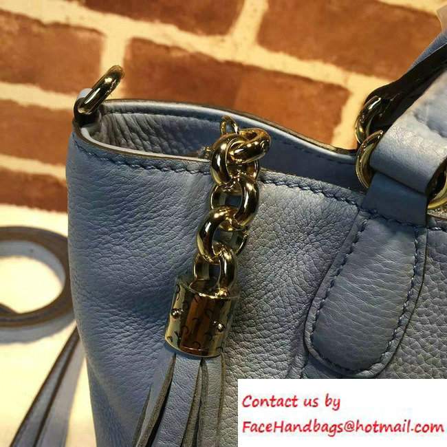 Gucci Soho Leather Top Handle Small Bag 369176 Sky Blue