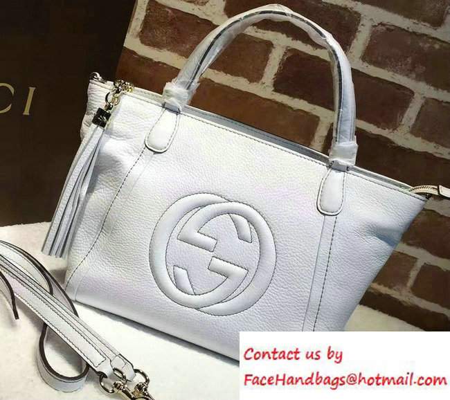 Gucci Soho Leather Top Handle Small Bag 369176 White