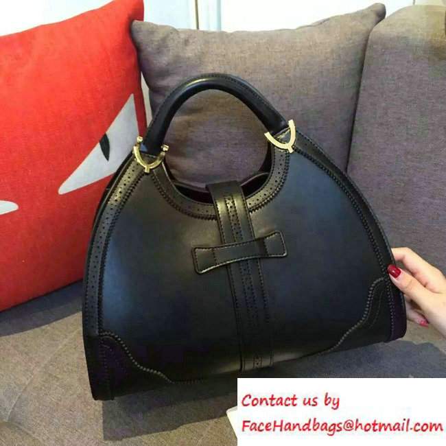 Gucci Stirrup Leather Top Handle Medium Bag 277514 Black - Click Image to Close