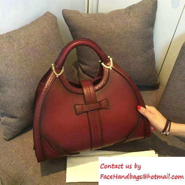 Gucci Stirrup Leather Top Handle Medium Bag 277514 Date Red