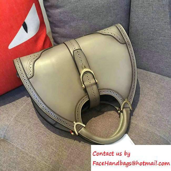 Gucci Stirrup Leather Top Handle Medium Bag 277514 Gray