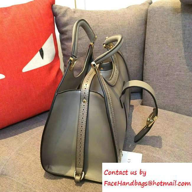 Gucci Stirrup Leather Top Handle Medium Bag 277514 Gray - Click Image to Close