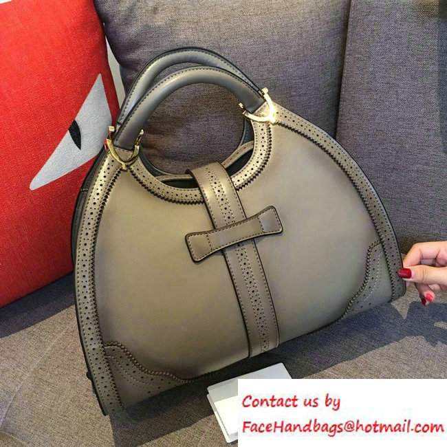 Gucci Stirrup Leather Top Handle Medium Bag 277514 Gray - Click Image to Close