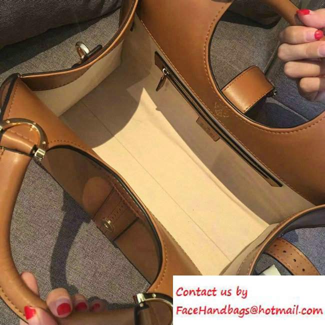 Gucci Stirrup Leather Top Handle Medium Bag 277514 Khaki - Click Image to Close