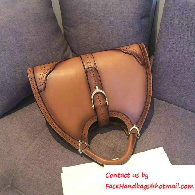 Gucci Stirrup Leather Top Handle Medium Bag 277514 Khaki